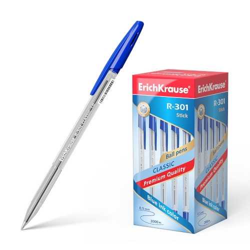 ErichKrause R-301. Pack 12 bolígrafos clásicos con punta normal. Trazo 0,5. Colores