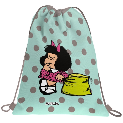 GRAFOPLAS 37610533. Mochila saco con cuerdas Mafalda Dots