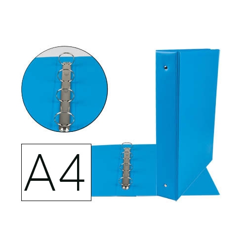 Liderpapel KA12. Carpeta de 4 anillas 40 mm mixtas A4 pvc color azul