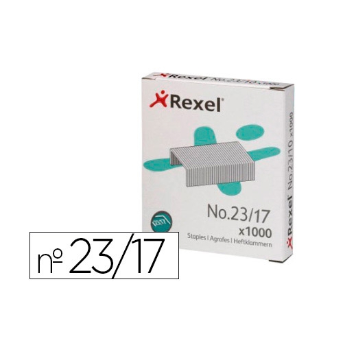 REXEL 2101052. Caja 1000 grapas 23/17 acero.