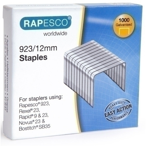 RAPESCO 1238 Grapas galvanizadas 923/12 mm - Caja 1.000 unidades