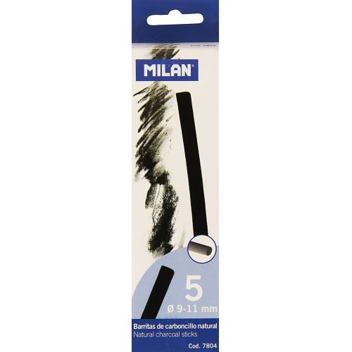 MILAN Caja de 5 barras de carboncillo natural, 15 cm. x 9-11 mm. -7804