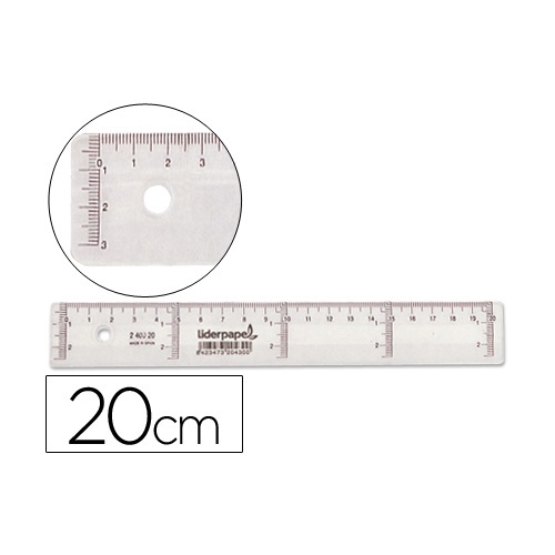 Liderpapel RG01. Regla 20 cm graduada plástico cristal