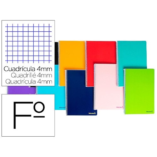 Liderpapel BF01 Cuaderno espiral Folio 80 hojas, 60 gr. Colores surtidos
