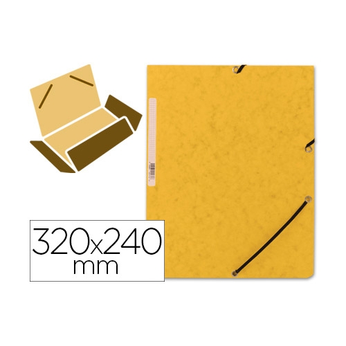Q-Connect KF02166. Carpeta amarilla gomas y solapas carton simil-prespan 320x243 mm.