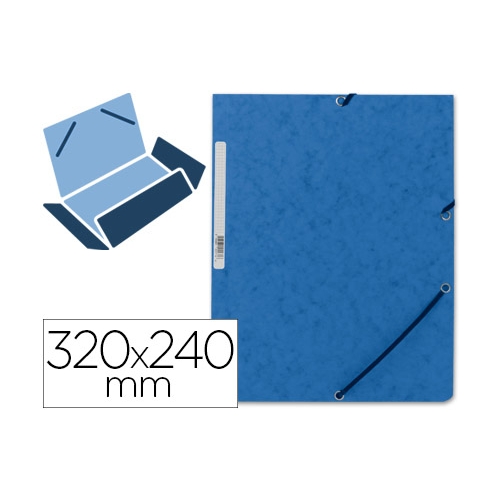 Q-Connect KF02167. Carpeta azul gomas y solapas carton simil-prespan 320x243 mm.