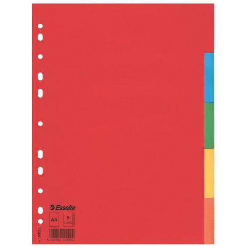 ESSELTE Separadores de cartón - Formato A4, 5 posiciones - Ref. 100199