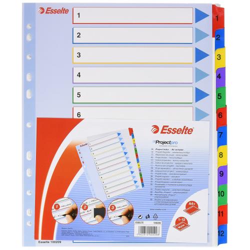 ESSELTE Índices numéricos reutilizables - 12 posiciones A4 - 100209