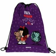 GRAFOPLAS 37610585. Mochila saco con cuerdas Mafalda Mundo
