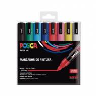 UNI POSCA PC-5M Estuche 8 colores. Marcadores de pintura no permanente. Trazo 0,9-1,3 mm.