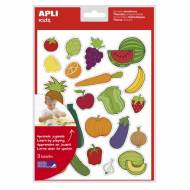 APLI 11439. Gomets removibles Frutas y verduras (3 hojas)