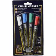 SECURIT Pack 4 marcadores de tiza líquida colores surtidos. Trazo 1-2 mm - 949697