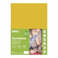 APLI 16501. Pack 50 hojas cartulinas A4 Color amarillo oro