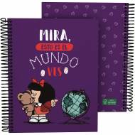 GRAFOPLÁS 16512638. Cuaderno tapa dura A5, 90 hojas, Mafalda Mundo