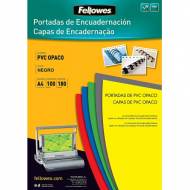 Fellowes 5100301. Pack de 100 portadas PVC opaco negro A4 180 micras