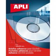 APLI 02585. Bolsillos adhesivos porta CD (126 x 126 mm)