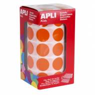 APLI 11488. Gomets redondos en rollo, color naranja (ø 20,0 mm.)
