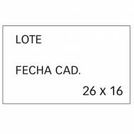 APLI 101950. 6 rollos etiquetas precios removibles con lote y fecha caducidad (26 x 16 mm.)