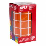 APLI 11498. Gomets cuadrados en rollo, color naranja (20 x 20 mm.)