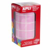 APLI 11499. Gomets cuadrados en rollo, color rosa (20 x 20 mm.)