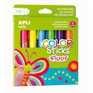 APLI 14404. Blister témperas sólidas Color Sticks colores flúor (6 x 6 gr.)