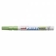 UNI-BALL PX-21 verde claro. Marcador permanente con punta cónica. Trazo 0.8 - 1.2 mm.