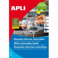 APLI 10198. Blister de 25 hojas A4 de etiquetas removibles (25,4 X 10,0 mm.)