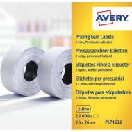 AVERY PLP1626. Pack 10 rollos de etiquetas precios permanentes (2 línea - 10+8 caracteres)