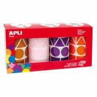 APLI 11913. Gomets XL en rollo, pack 4 colores