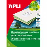 APLI 12065. Caja 100 hojas A4 de etiquetas ILC recicladas (105,0 X 37,0 mm.)