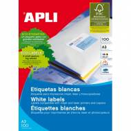 APLI 11352. Caja 100 hojas A3 de etiquetas ILC blancas (297 x 420 mm).