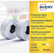 AVERY PLR1626 Pack 10 rollos de etiquetas precios removibles (2 línea - 10+8 caracteres)