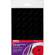 APLI 11917. Pack 35 botones adhesivos fijador de CD-DVD, negro (ø 15 mm.)