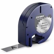 DYMO 91208 Cinta metalizada 12 mm x 4m - negro/plata para letratag