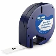 DYMO 91201 Cinta de plástico 12 mm x 4 m - negro/blanco para LetraTag