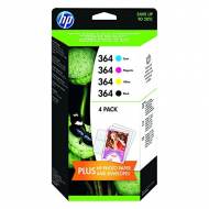 HP 364 - Cartuchos Inyección Nº 364 Negro, cyan, amarillo y magenta + Papel Fotográfico Pack - J3M82AE