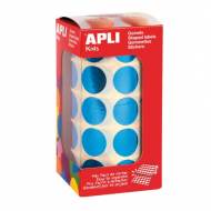 APLI 12048. Gomets redondos en rollo, azul metalizado (ø 20,0 mm.)
