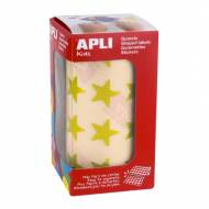 APLI 12051. Gomets estrella en rollo, amarillo metalizado