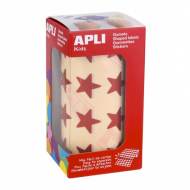 APLI 12053. Gomets estrella en rollo, rojo metalizado