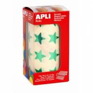 APLI 12054. Gomets estrella en rollo, verde metalizado