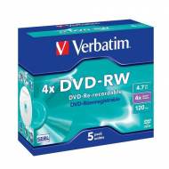 VERBATIM Pack 5 DVD-RW 4x Advanced SERL 4,7GB Jewel Case - 43285