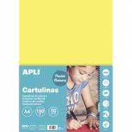 APLI 14231. Pack 50 hojas cartulina A4 Color amarillo claro