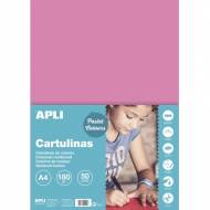 APLI 14235. Pack 50 hojas cartulina A4 Color rosa