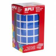 APLI 12476. Gomets cuadrados en rollo, color azul (15 x 15 mm.)