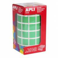APLI 12478. Gomets cuadrados en rollo, color verde (15 x 15 mm.)
