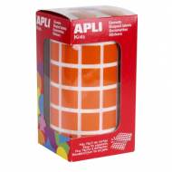 APLI 12479. Gomets cuadrados en rollo, color naranja (15 x 15 mm.)