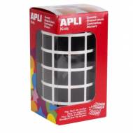 APLI 12480. Gomets cuadrados en rollo, color negro (15 x 15 mm.)