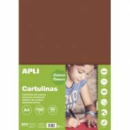APLI 14245. Pack 50 hojas cartulina A4 Color marrón