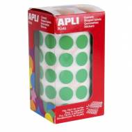 APLI 4858. Gomets redondos en rollo, color verde (ø 15,0 mm.)