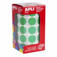 APLI 4862. Gomets redondos en rollo, color verde (ø 20,0 mm.)